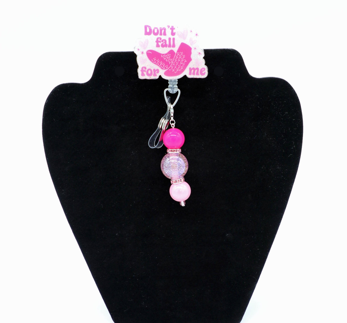 Pink Valentine Badge Reel, Glitter Acrylic, Nurse RN