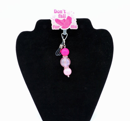 Pink Valentine Badge Reel, Glitter Acrylic, Nurse RN