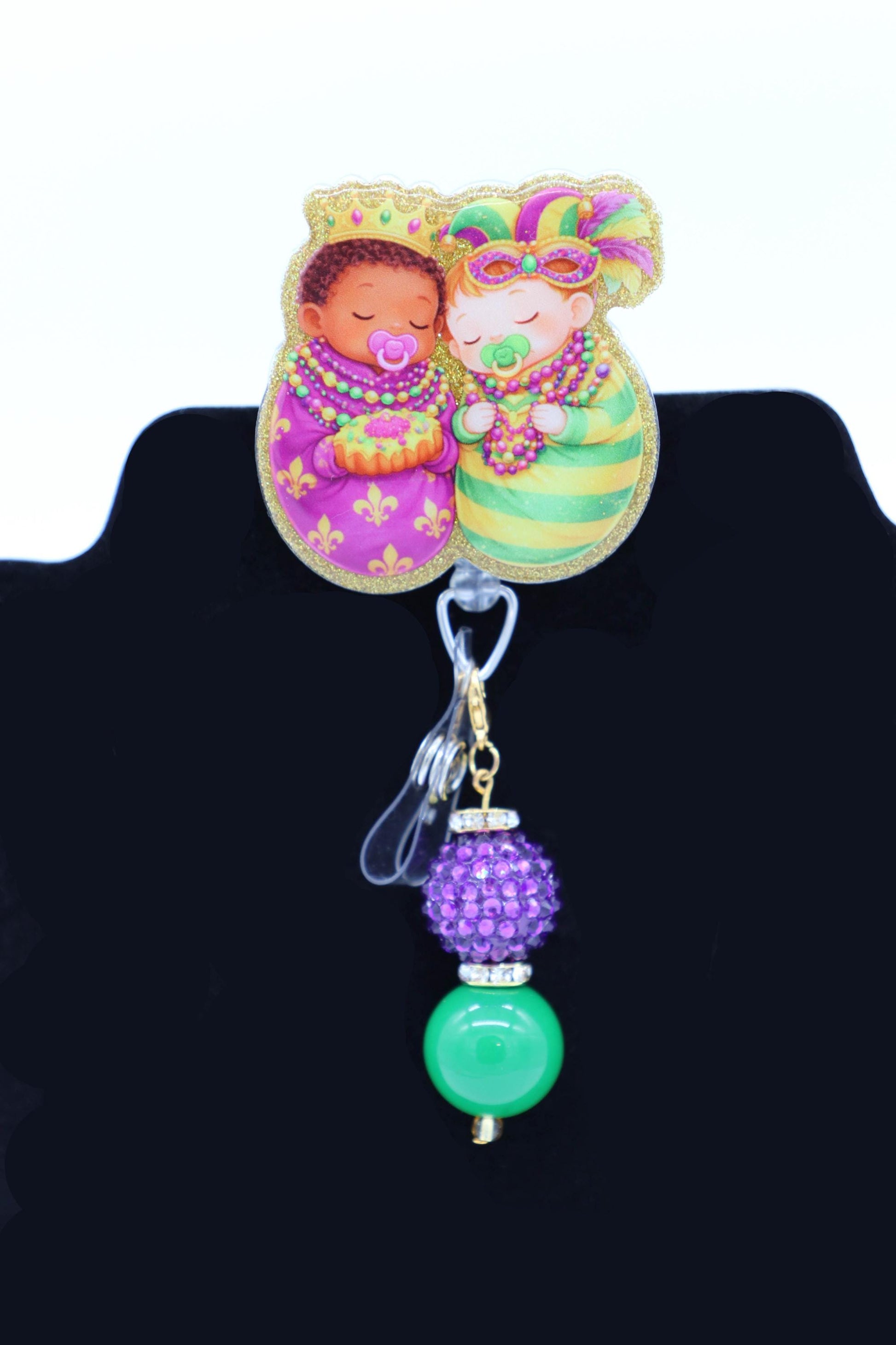 NICU Baby Badge Reel, Mardi Gras Babies, RN Badge Reel, NICU Nurse Badge Reel