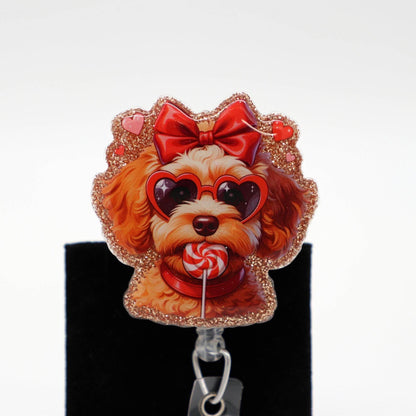 Valentine Day's Dog Badge Reel, RN Badge Reel, Nurse Badge Reel