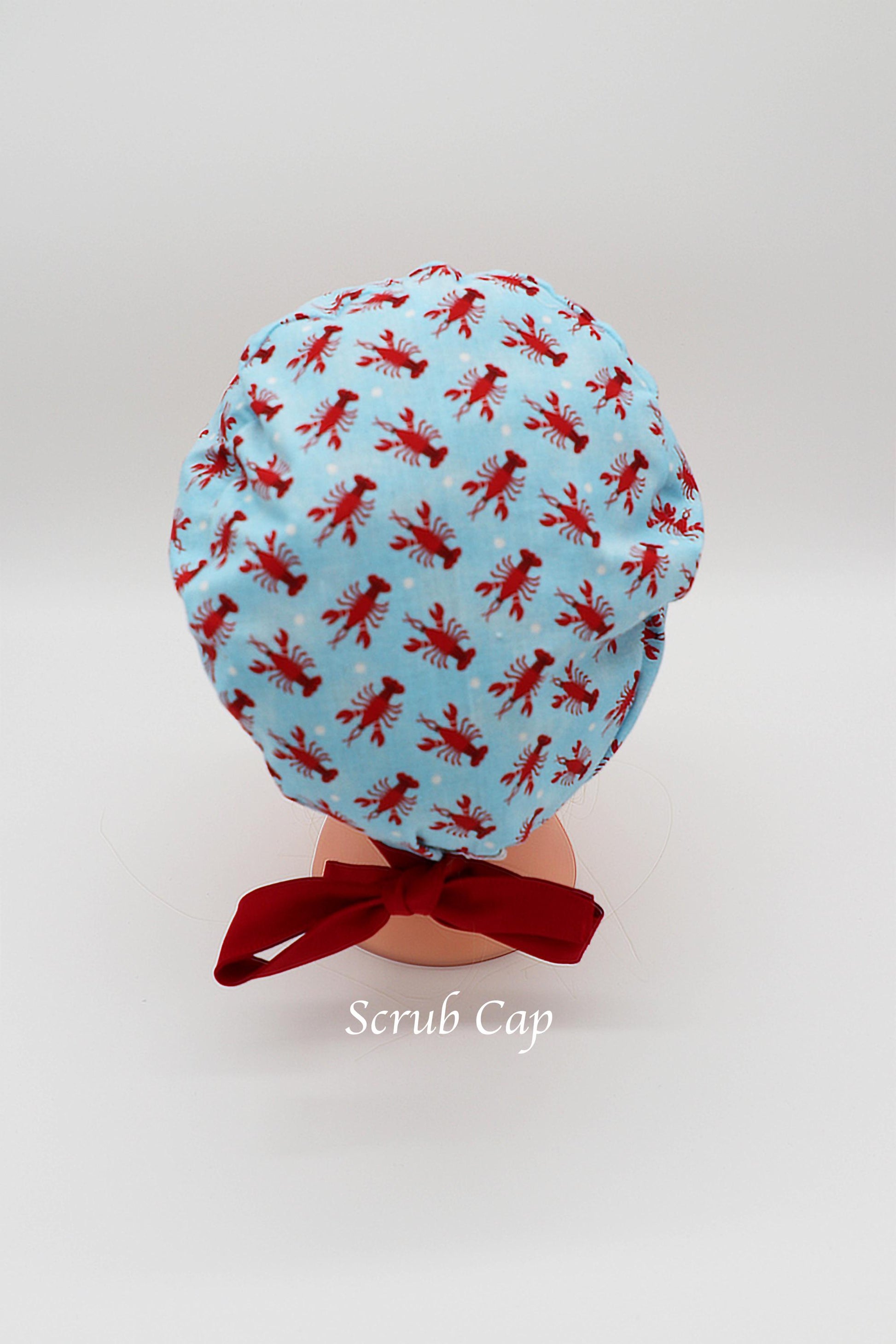 Crawfish Nurse Scrub Cap, Ponytail Holder Scrub Cap