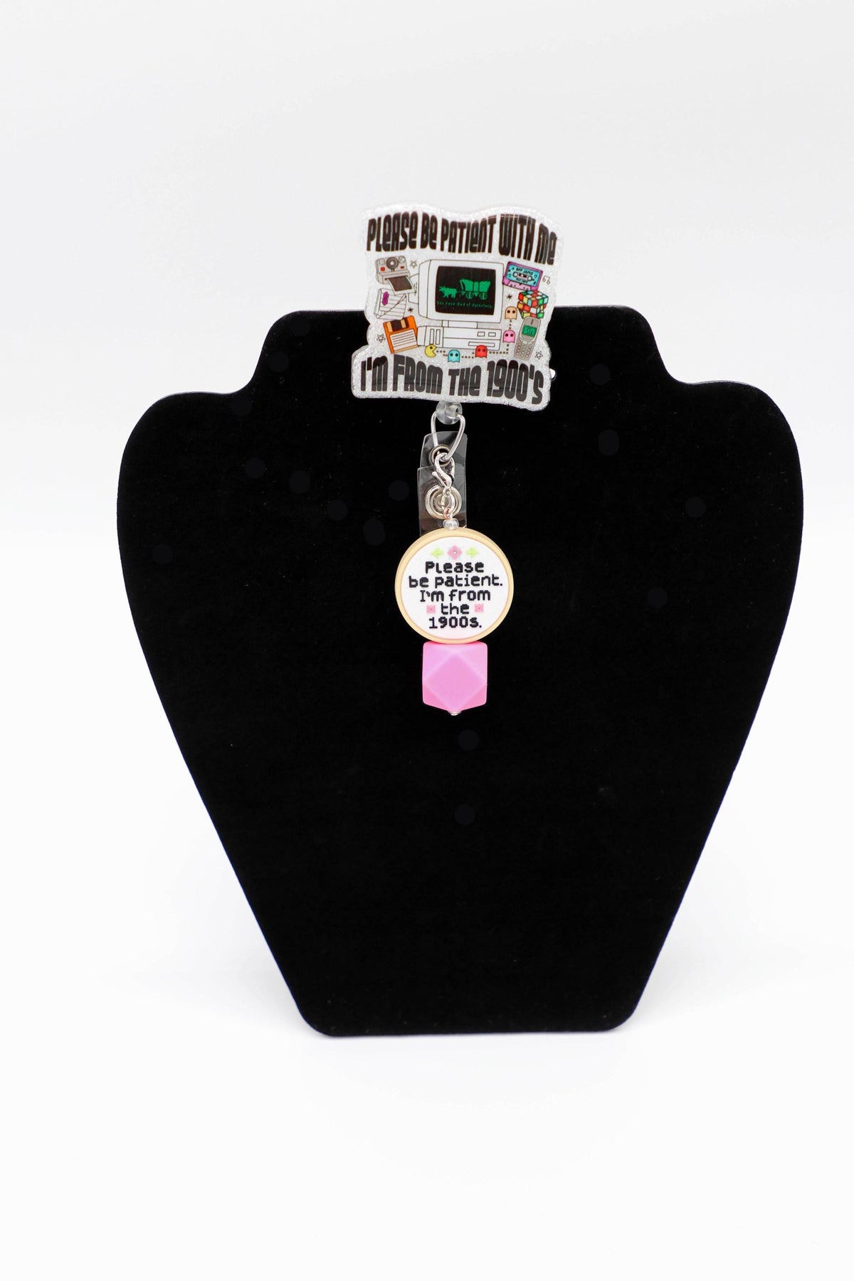 Funny Nurse Badge Reel, Retro 1900s Computer Design