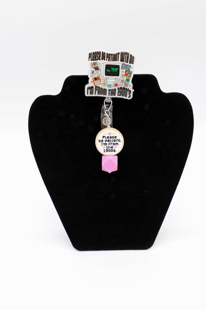 Funny Nurse Badge Reel, Retro 1900s Computer Design