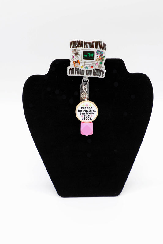 Funny Nurse Badge Reel, Retro 1900s Computer Design