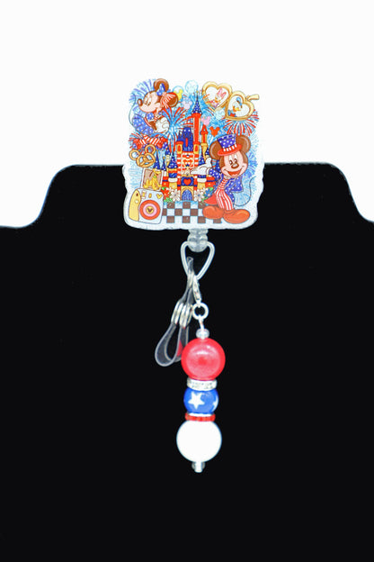 Disney Themed Fourth of July Nurse Badge Reel