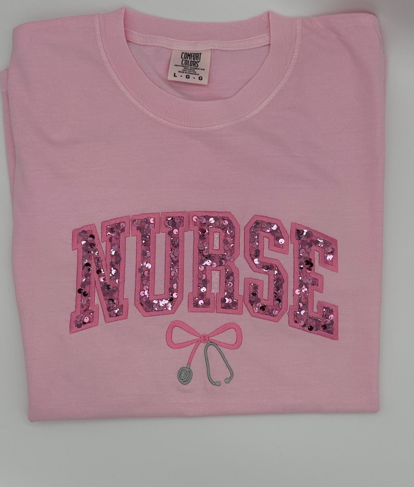 Nurse Embroidered T-shirt, Nurse Embroidered Sweatshirt, Bow Stethoscope