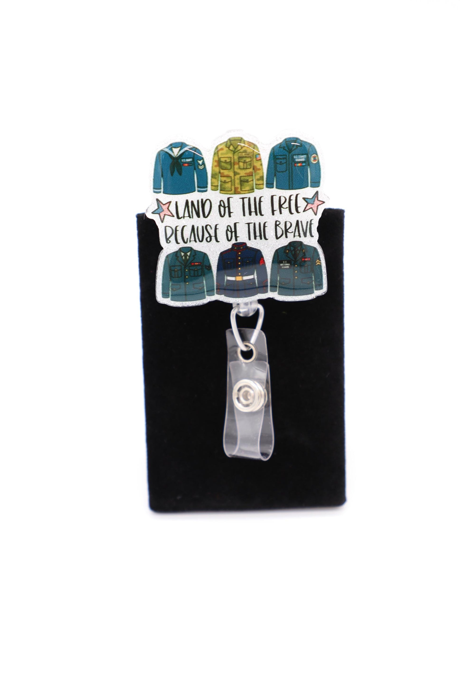 Land of the Free Because of the Brave Badge Reel, Patriotic Badge Reel, Veterans Badge Reel, Memorial Day Badge Reel