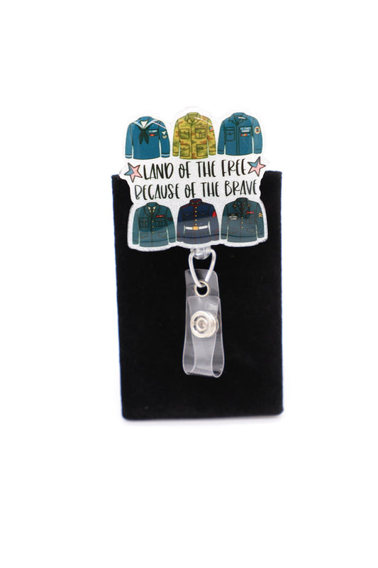 Land of the Free Because of the Brave Badge Reel, Patriotic Badge Reel, Veterans Badge Reel, Memorial Day Badge Reel