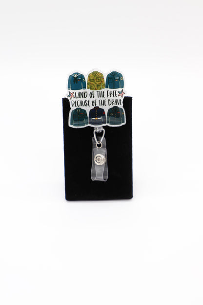 Land of the Free Because of the Brave Badge Reel, Patriotic Badge Reel, Veterans Badge Reel, Memorial Day Badge Reel