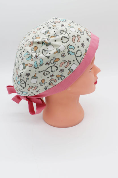 Labor and Delivery Nurse Scrub Cap, NICU Nurse Scrub Cap, Baby Feet Scrub Cap, Mother Baby Nurse