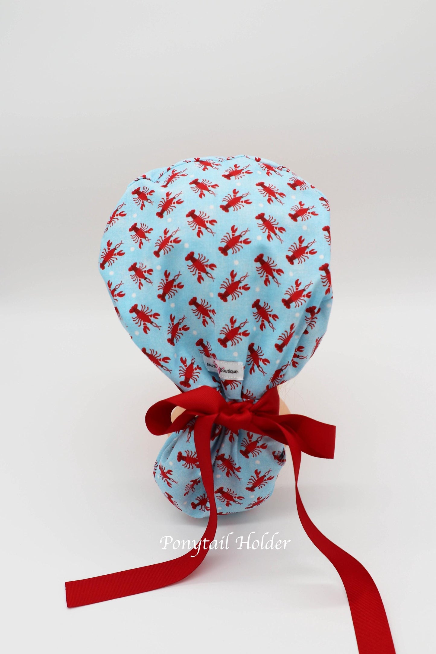 Crawfish Nurse Scrub Cap, Ponytail Holder Scrub Cap