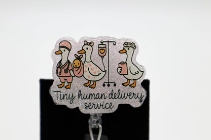Tiny Human Deliver Service, L&D Nurse Badge Reel, Labor and Delivery Nurse
