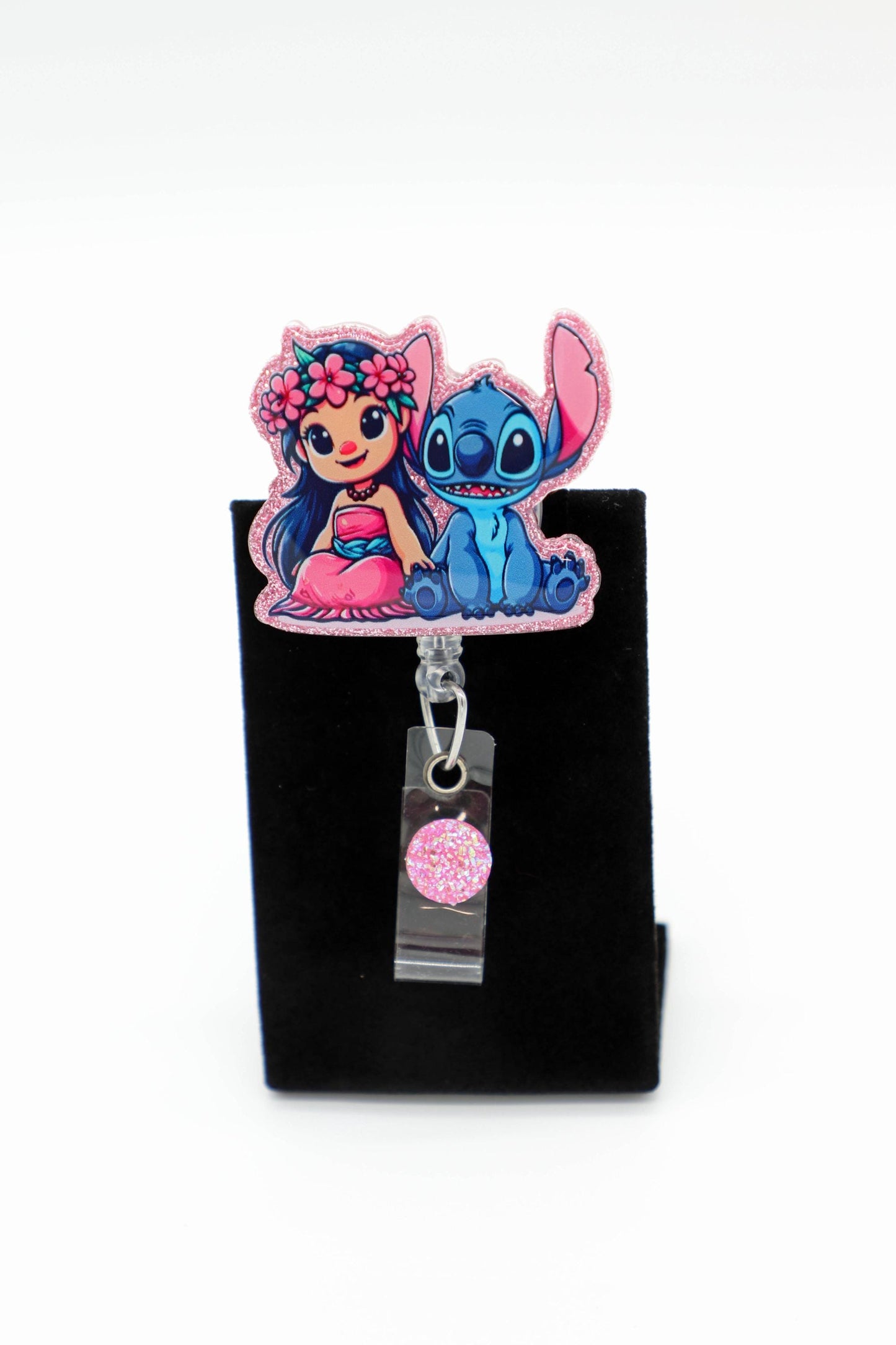 Little Hawaiian Girl With Blue Alien Badge Reel, RN Badge Reel