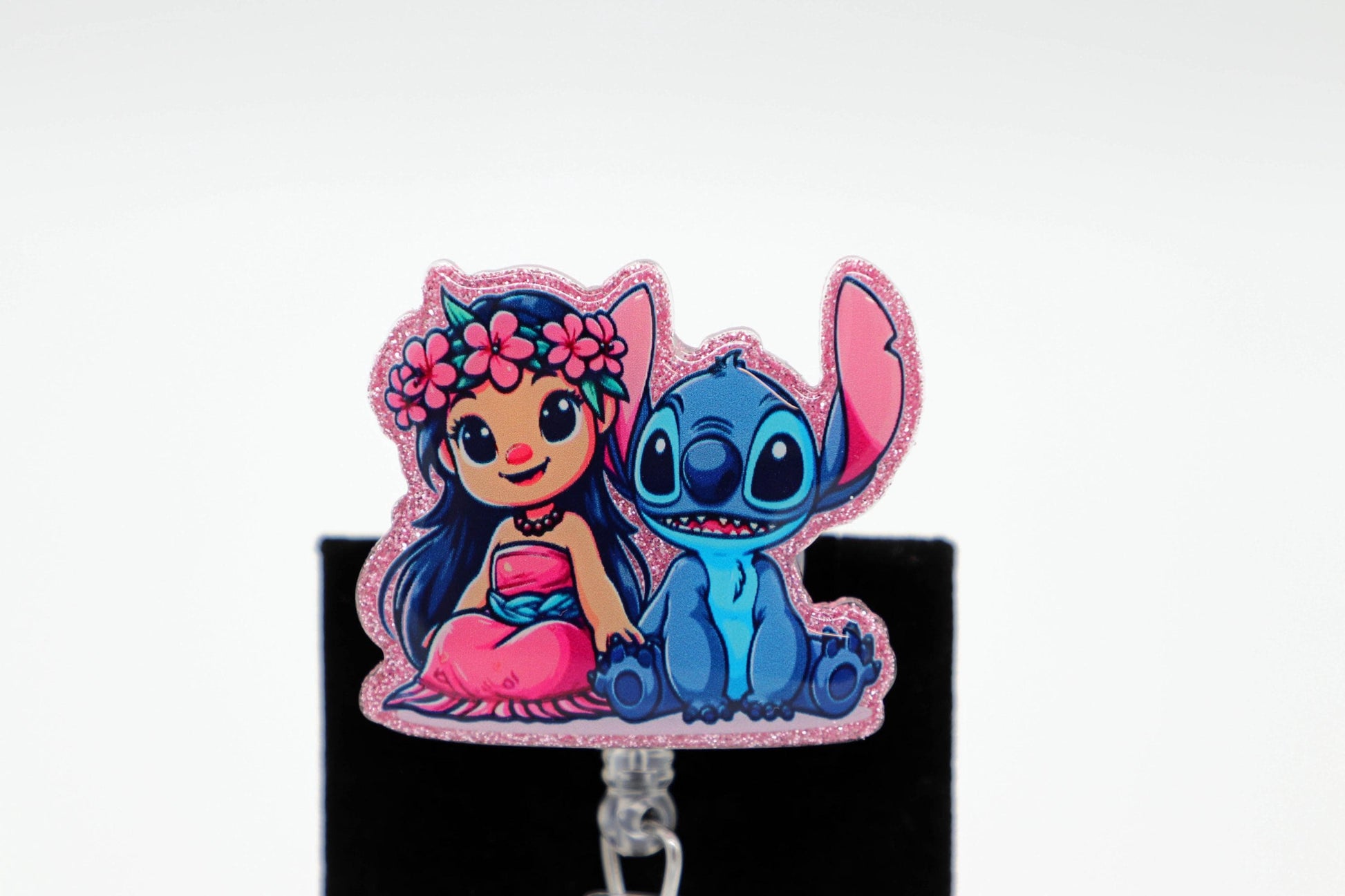 Little Hawaiian Girl With Blue Alien Badge Reel, RN Badge Reel