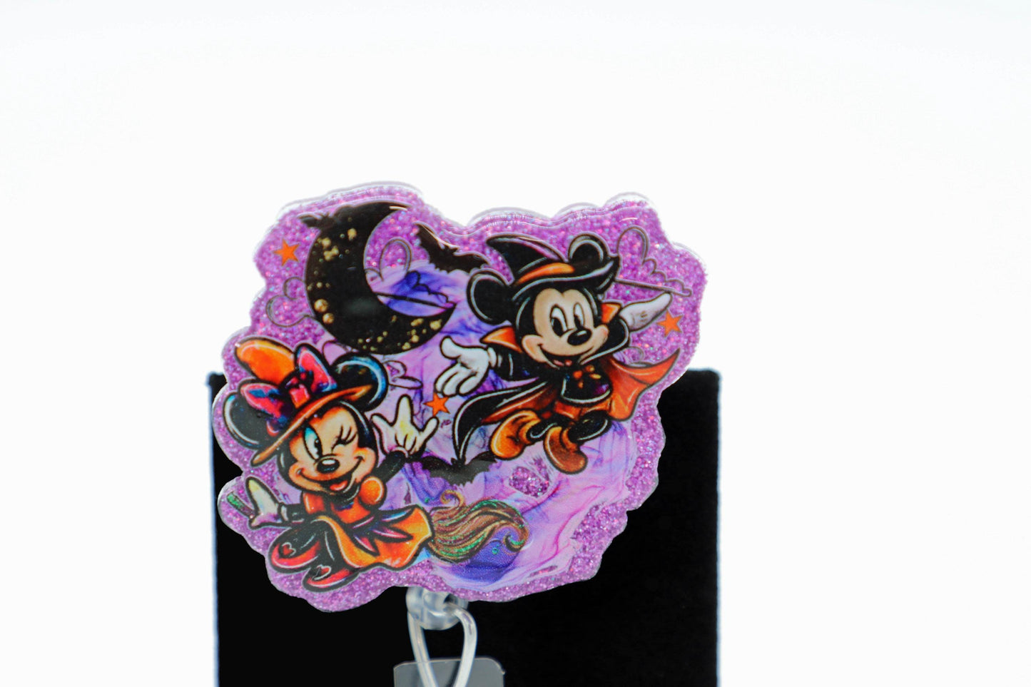 Halloween ID Badge Holder with Costumed Mice, Retractable Reel, Healthcare Worker Gift, Witch Theme