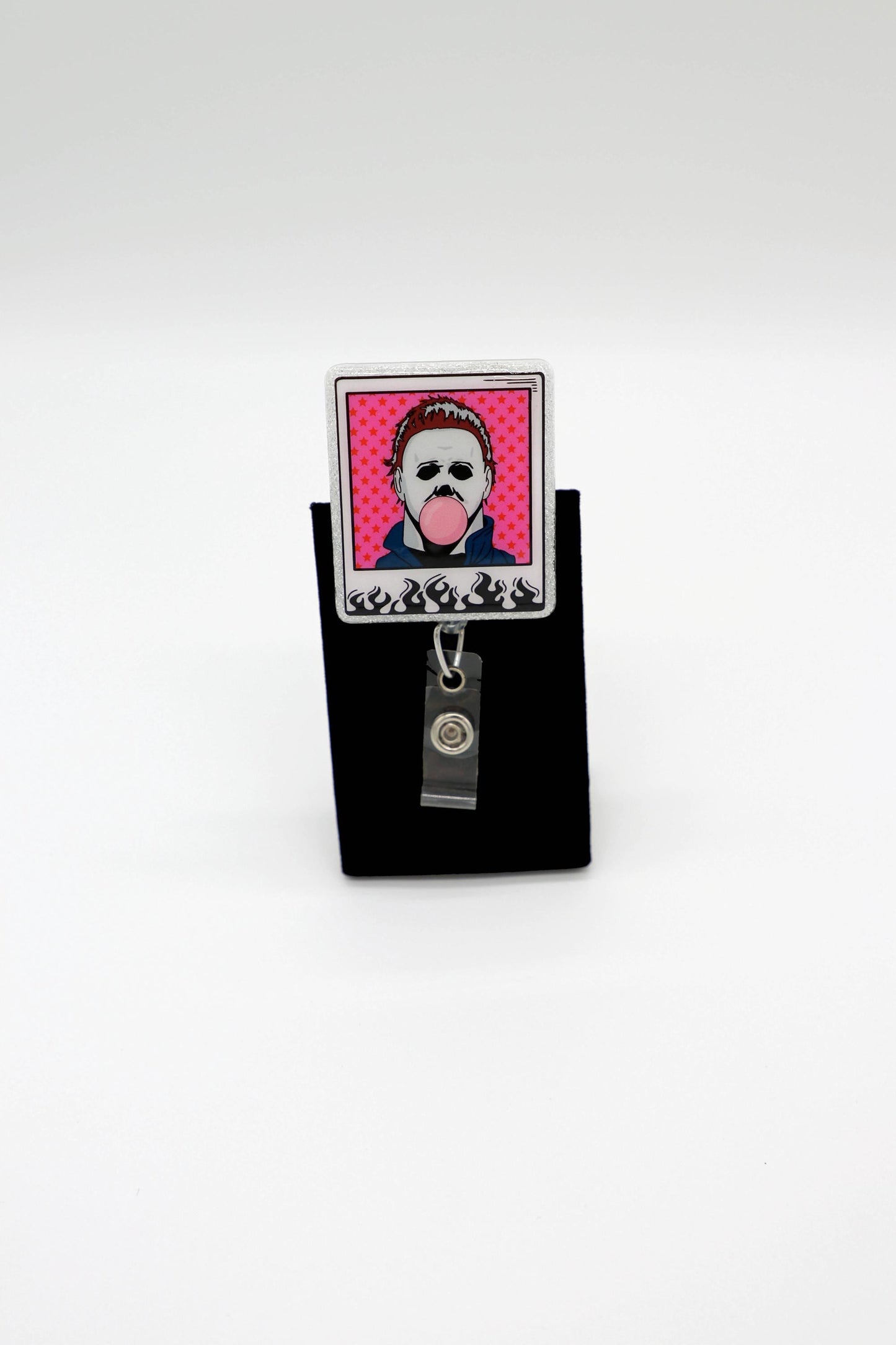 Serial Killer Halloween Badge Reel, Horror Film Lover Gift, Spooky ID Holder