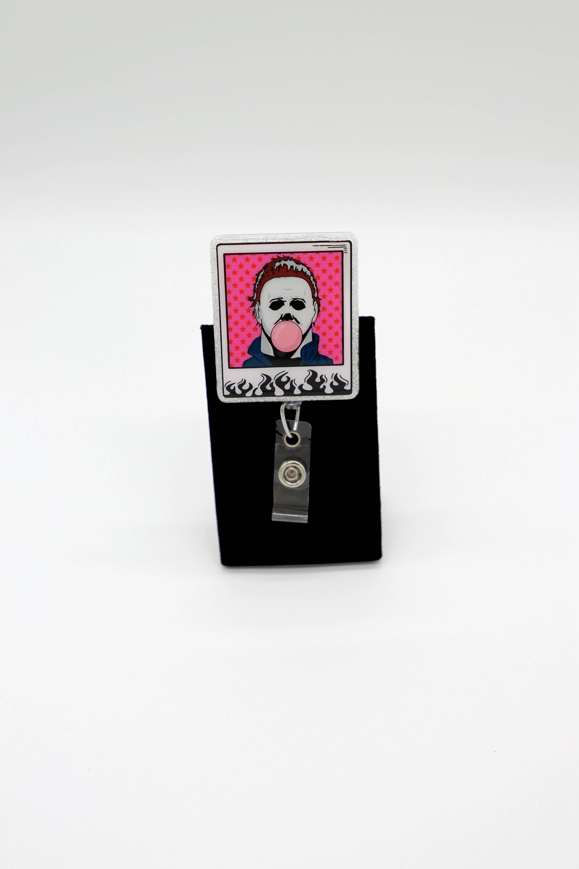 Serial Killer Halloween Badge Reel, Horror Film Lover Gift, Spooky ID Holder