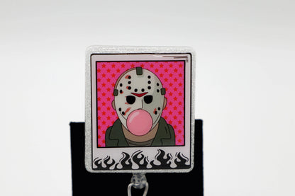 Serial Killer Halloween Badge Reel, Horror Film Lover Gift, Spooky ID Holder