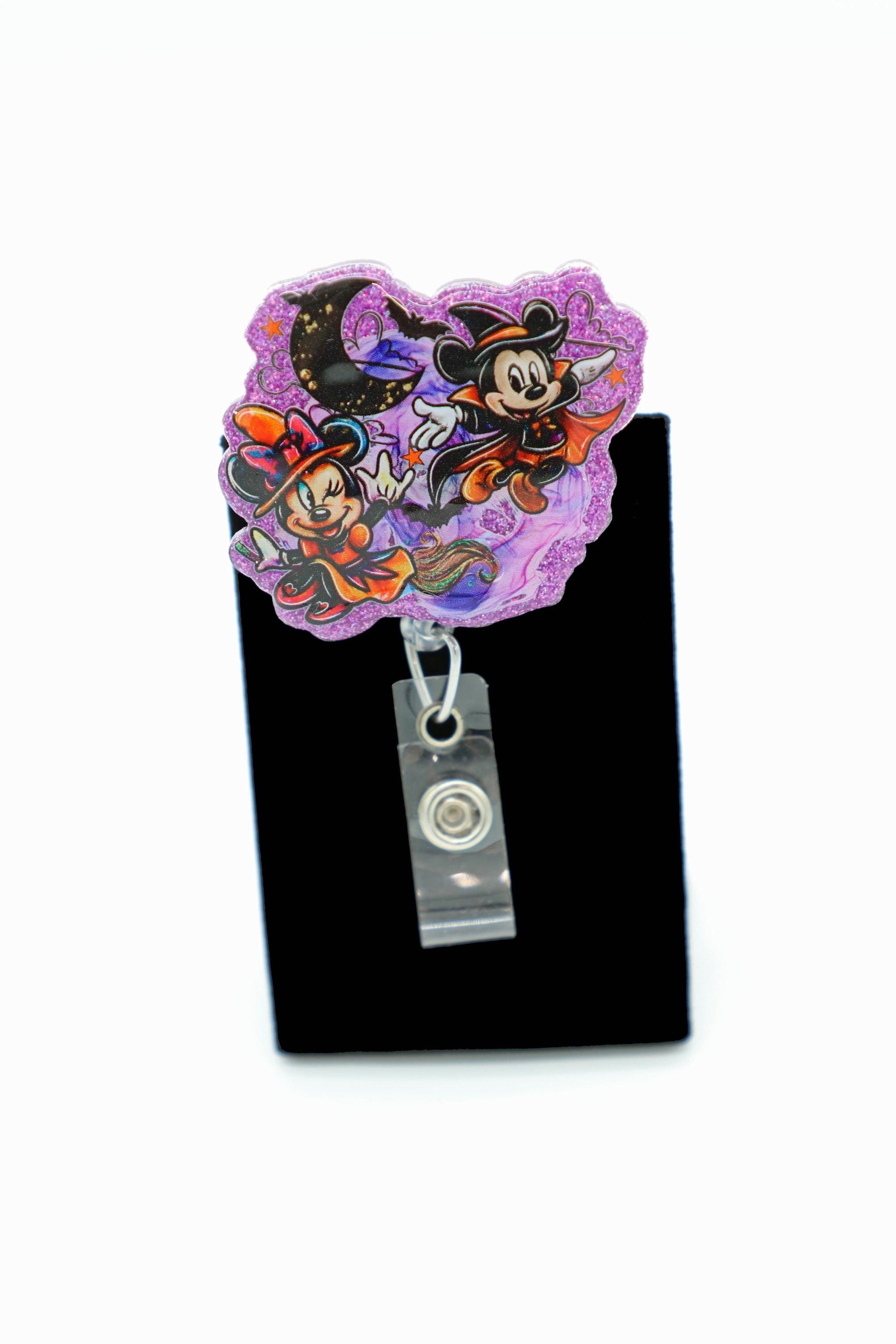 Halloween ID Badge Holder with Costumed Mice, Retractable Reel, Healthcare Worker Gift, Witch Theme