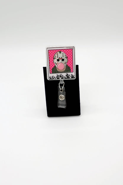 Serial Killer Halloween Badge Reel, Horror Film Lover Gift, Spooky ID Holder