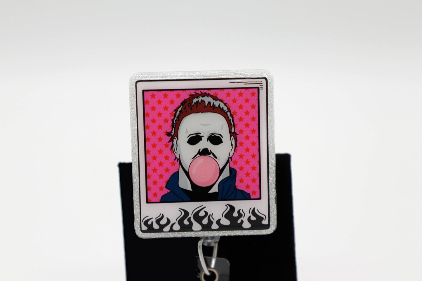 Serial Killer Halloween Badge Reel, Horror Film Lover Gift, Spooky ID Holder