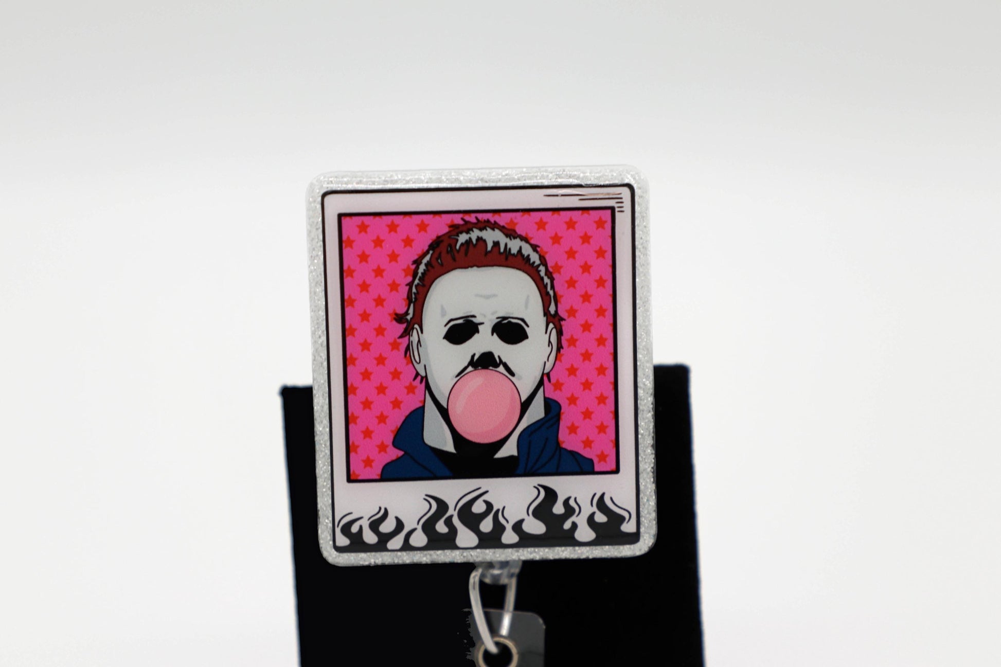 Serial Killer Halloween Badge Reel, Horror Film Lover Gift, Spooky ID Holder