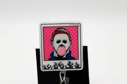 Serial Killer Halloween Badge Reel, Horror Film Lover Gift, Spooky ID Holder
