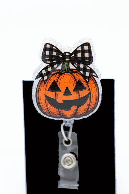 Halloween Pumpkin Nurse Badge Reel, Cute Jack O Lantern ID Holder, Healthcare Worker Accessory