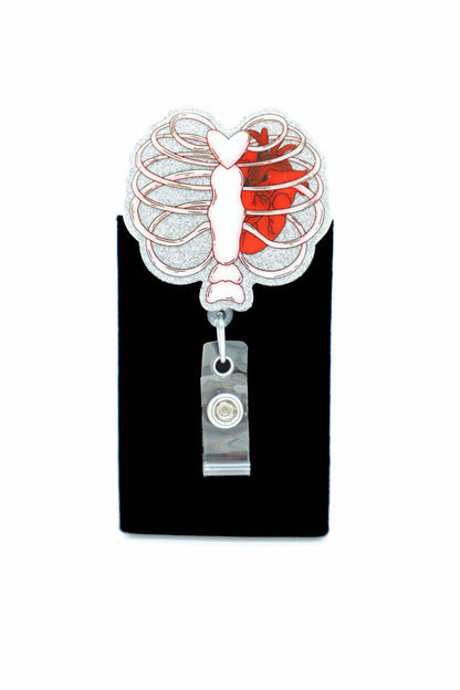 Anatomical Chest Badge Reel for RT, Critical Care, Healthcare Worker