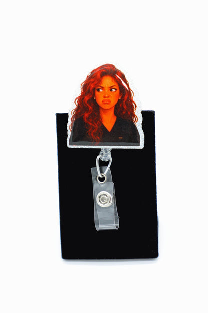 Funny Side Eye Retractable ID Holder, Disgusted Expression, Humorous Badge Clip