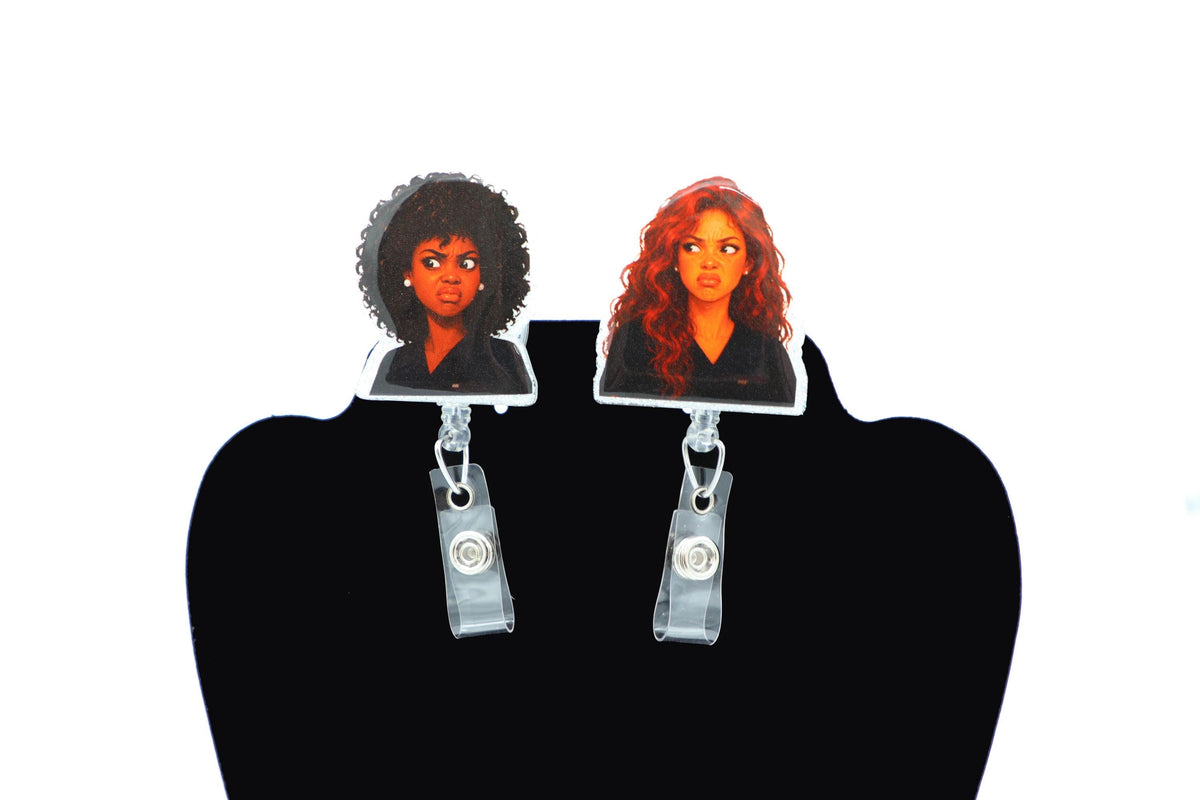 Funny Side Eye Retractable ID Holder, Disgusted Expression, Humorous Badge Clip
