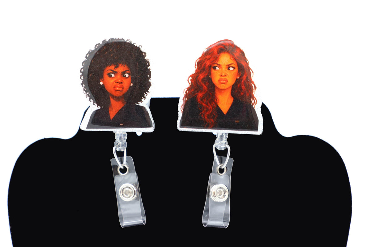 Funny Side Eye Retractable ID Holder, Disgusted Expression, Humorous Badge Clip