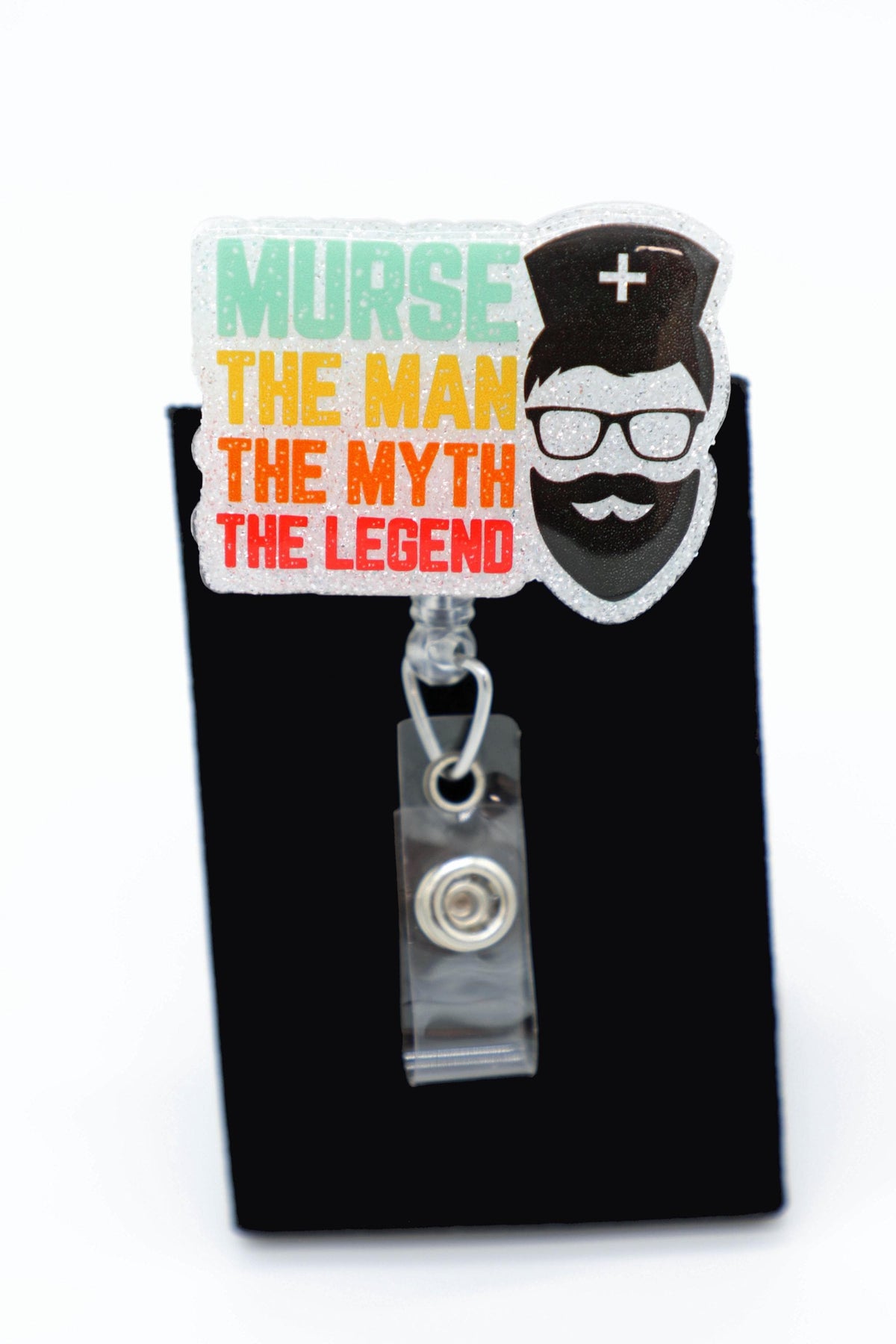 Murse the Man the Myth the Legend Reel, Male RN Accessory, Retracting ID Clip, Nurse Gift