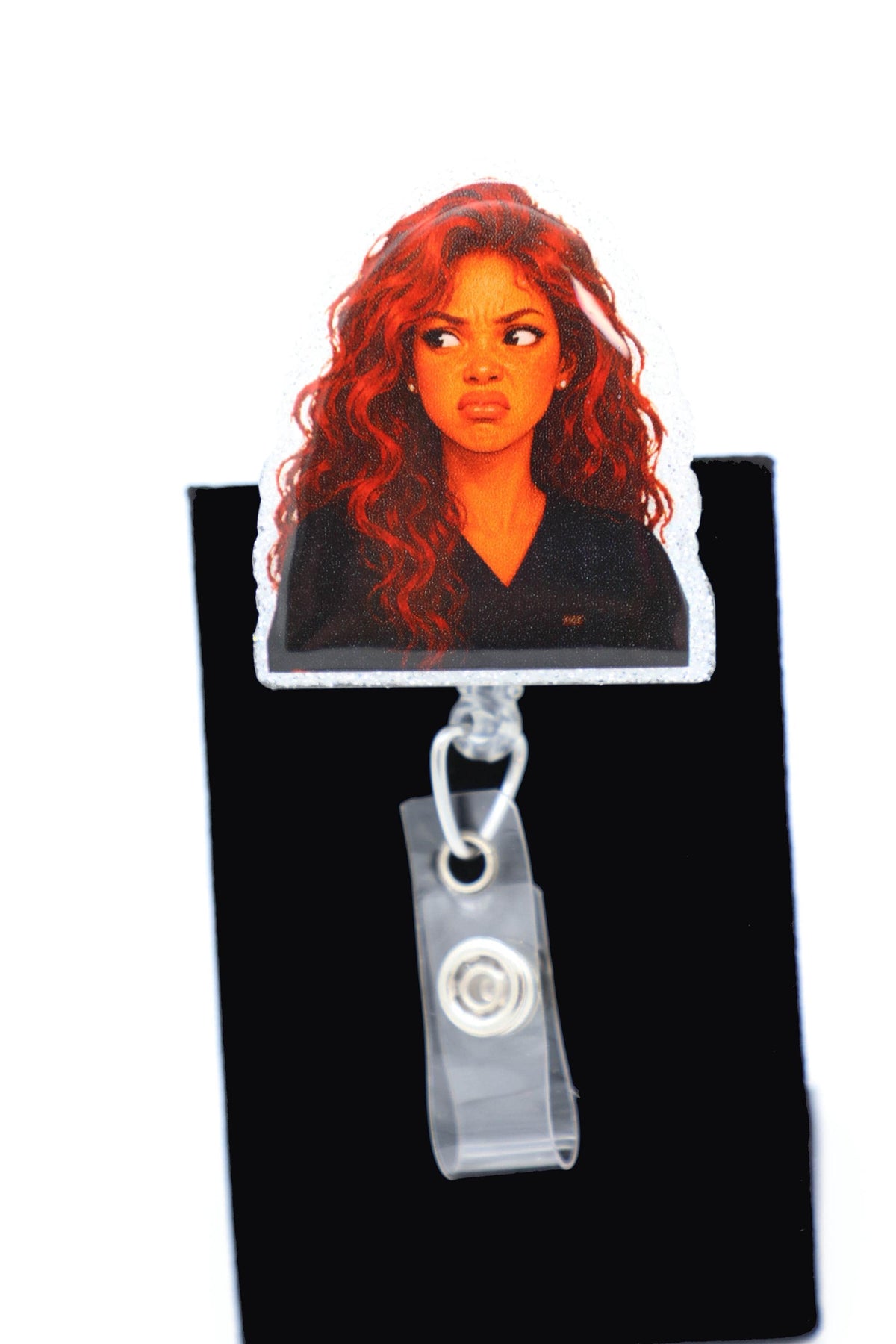 Funny Side Eye Retractable ID Holder, Disgusted Expression, Humorous Badge Clip
