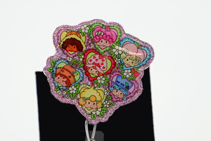 Eighties Inspired Nurse Badge Reel, Pink Sparkle ID Clip, Vintage Style Accessory