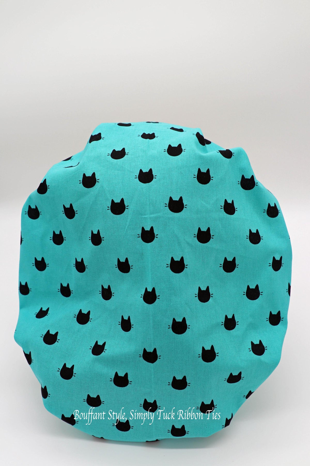 Personalized Cat Print Scrub Cap, Embroidered Name, Bouffant Style, Nurse Gift