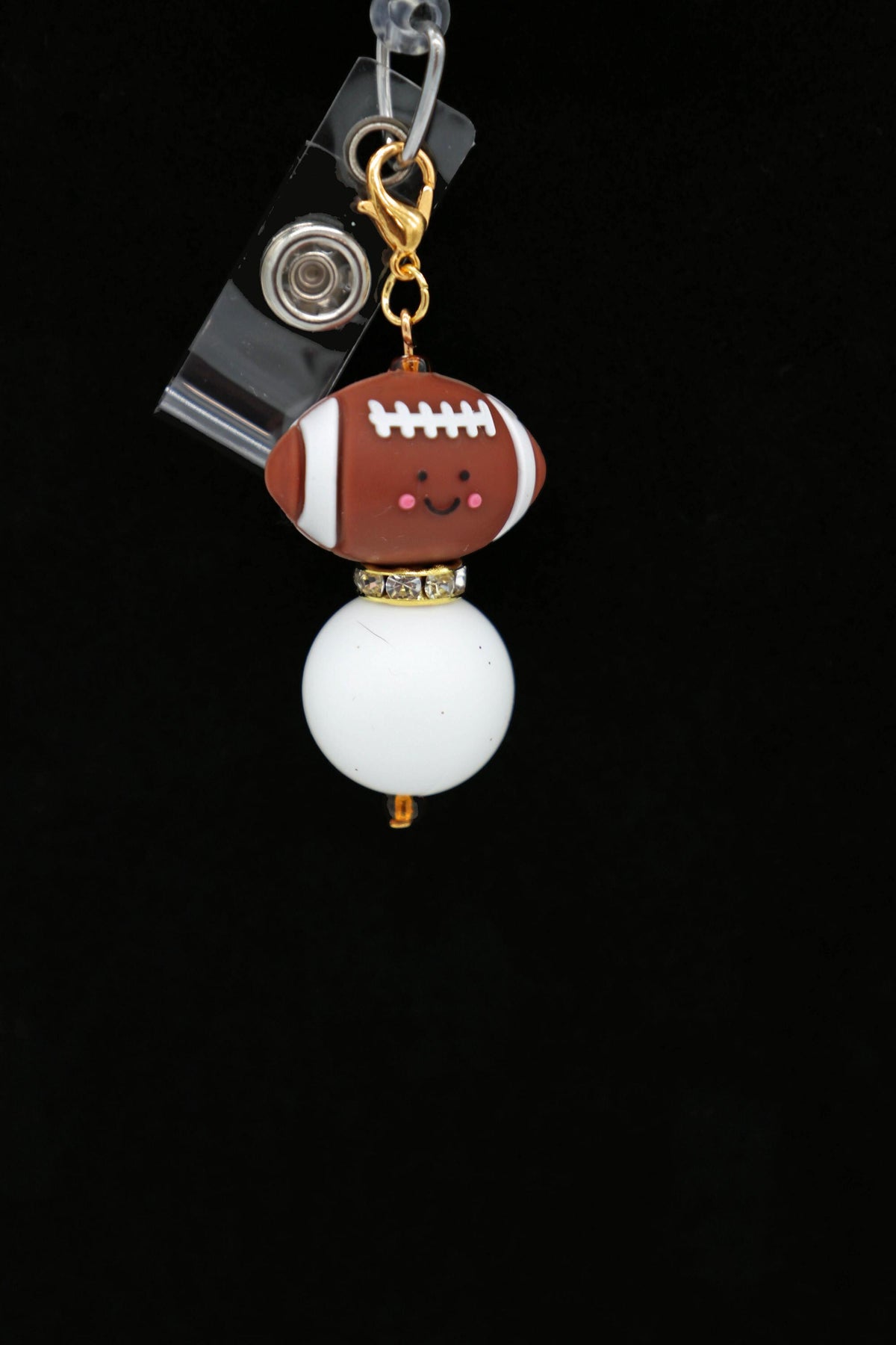 Fall Game Day ID Badge Holder, Pumpkin Reel, Nurse Workwear, Seasonal Lanyard Clip