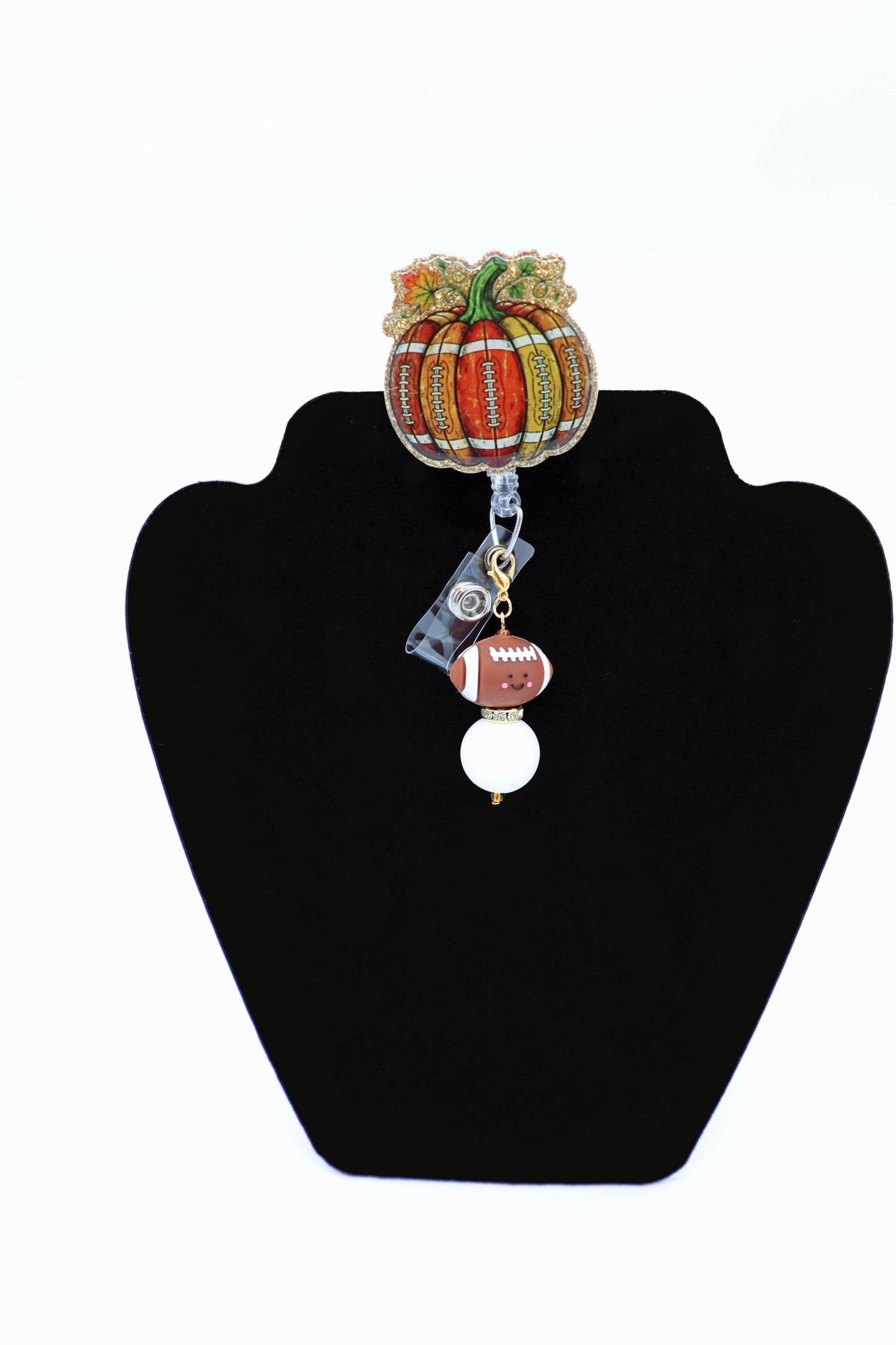 Harvest Football ID Badge Holder, Retractable Reel, Nurse Fall Accessory, Game Day Gift