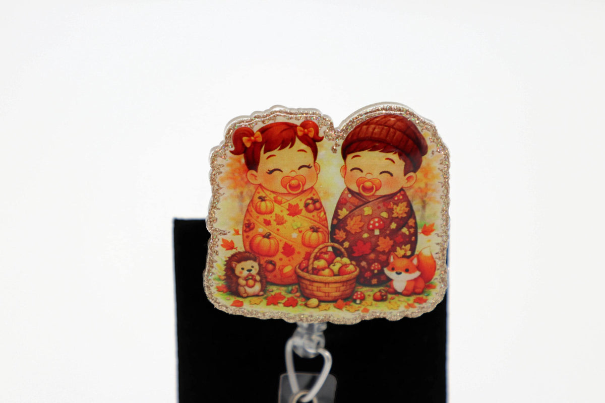Thanksgiving Babies Badge Reel, Fall ID Holder, NICU Nurse Gift, Seasonal RN Accessory