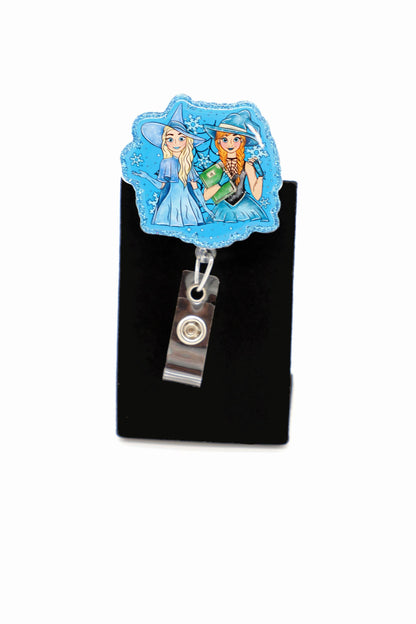 Halloween Nurse ID Holder with Frozen Witches, Retractable Clip, Pediatric Staff Accessory