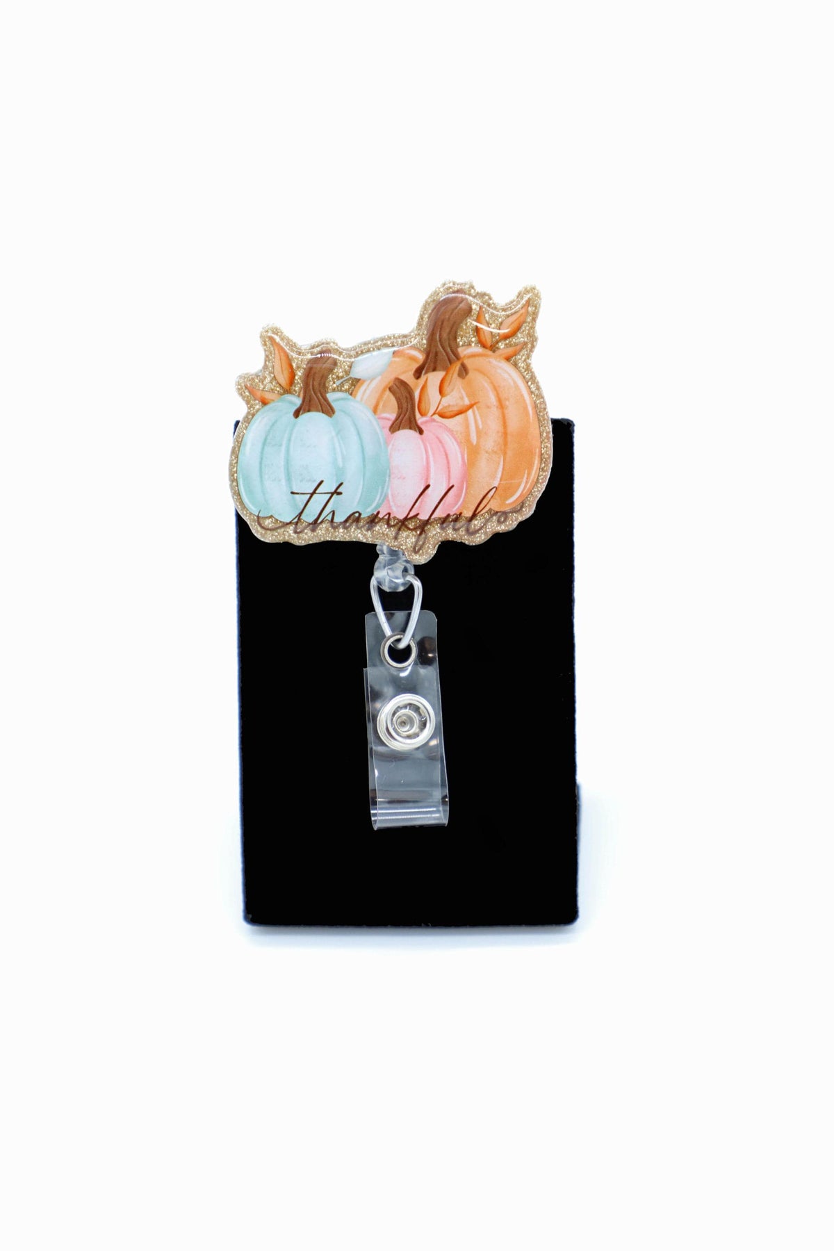 Thankful Pumpkin Badge Reel for Nurses, Thanksgiving Accessory, Hospital ID Holder