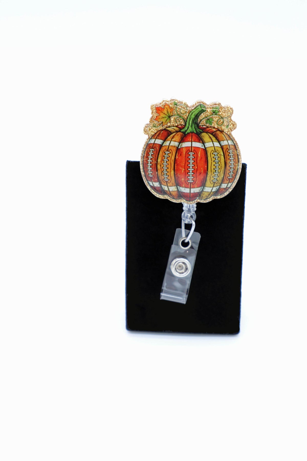 Harvest Football ID Badge Holder, Retractable Reel, Nurse Fall Accessory, Game Day Gift