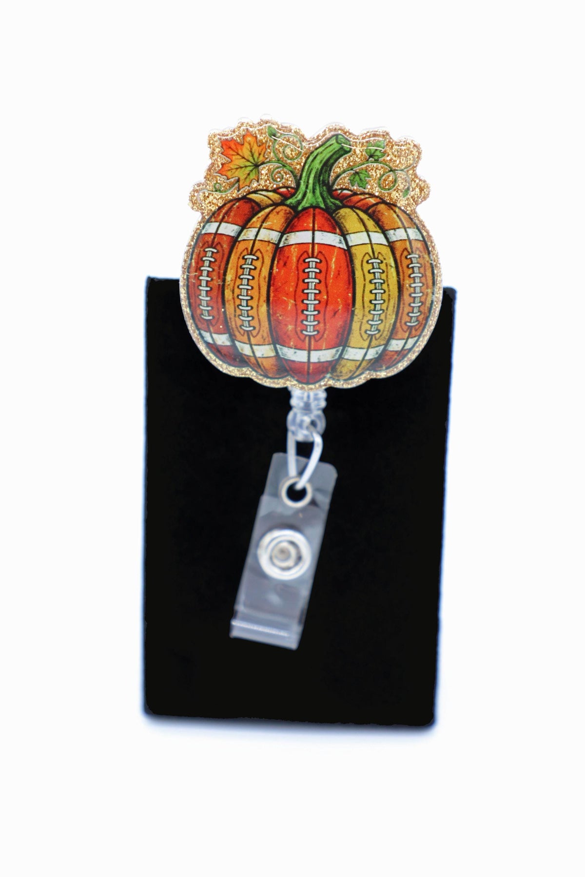Harvest Football ID Badge Holder, Retractable Reel, Nurse Fall Accessory, Game Day Gift