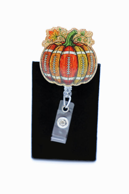 Harvest Football ID Badge Holder, Retractable Reel, Nurse Fall Accessory, Game Day Gift