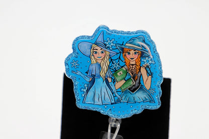 Halloween Nurse ID Holder with Frozen Witches, Retractable Clip, Pediatric Staff Accessory