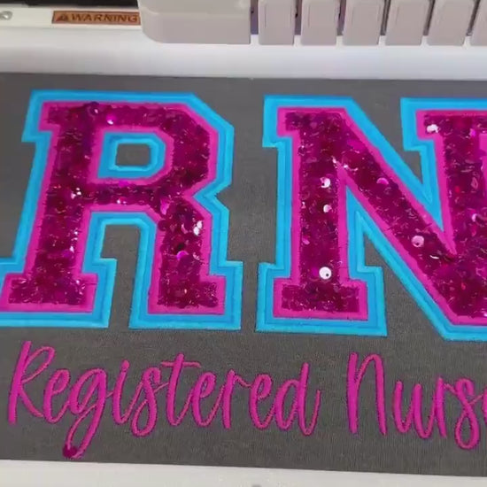 RN Registered Nurse, Double Varsity Letters, Sequin, Nurse Tee, T-shirt, Sweatshirt