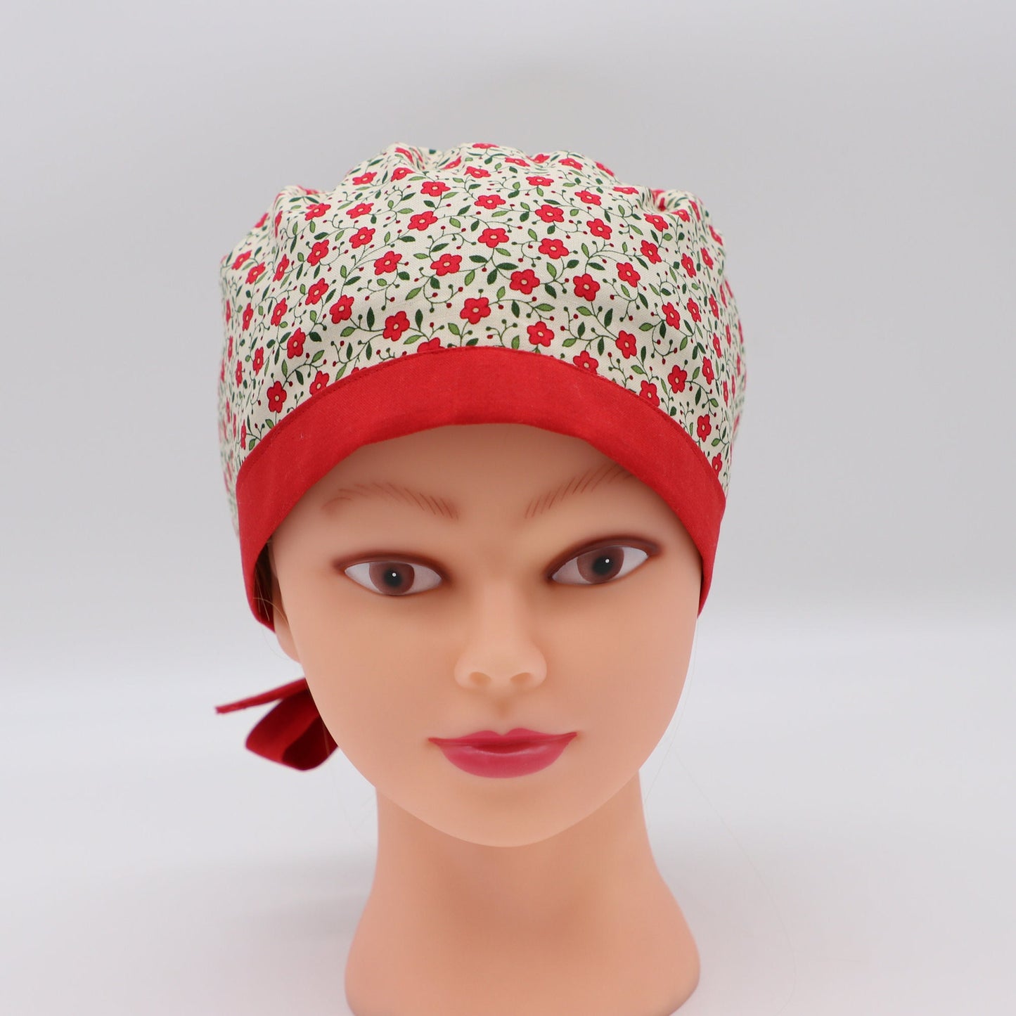 Red Flower Nurse Scrub Cap