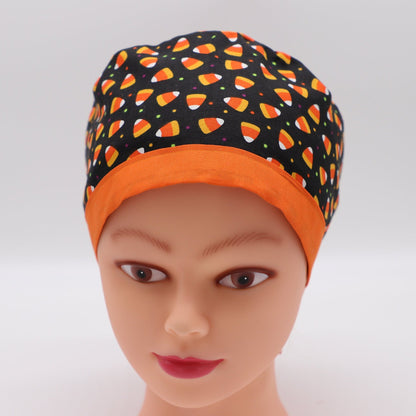 Halloween Candy Corn Nurse Scrub Cap