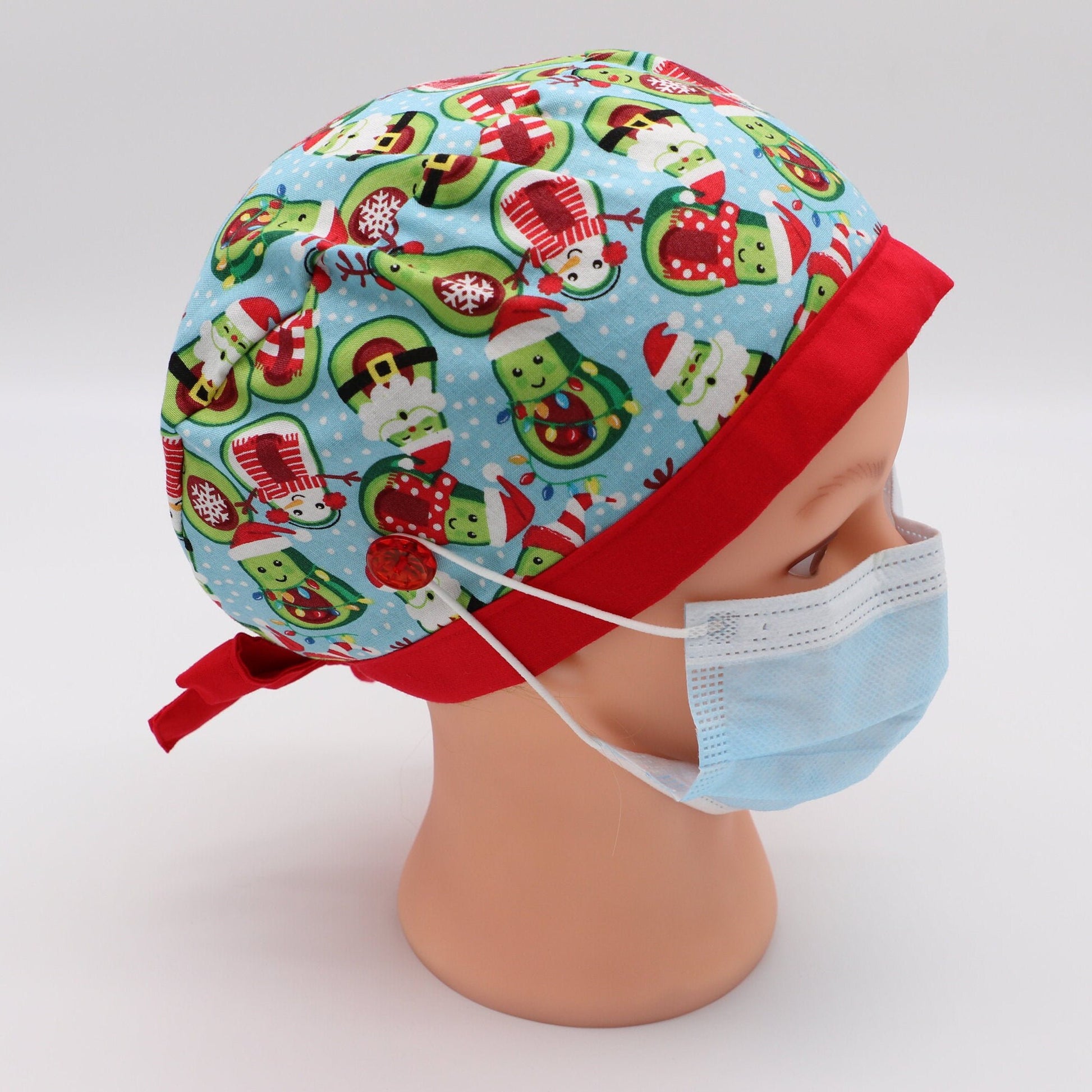 Avocado Christmas Nurse Scrub Cap