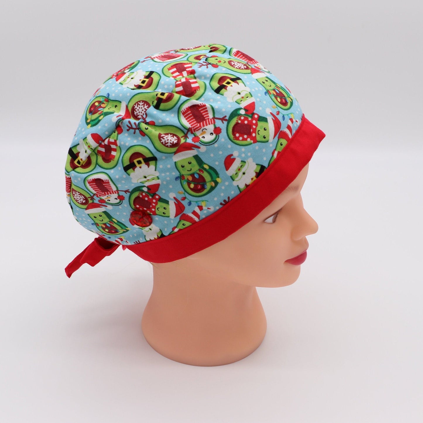 Avocado Christmas Nurse Scrub Cap